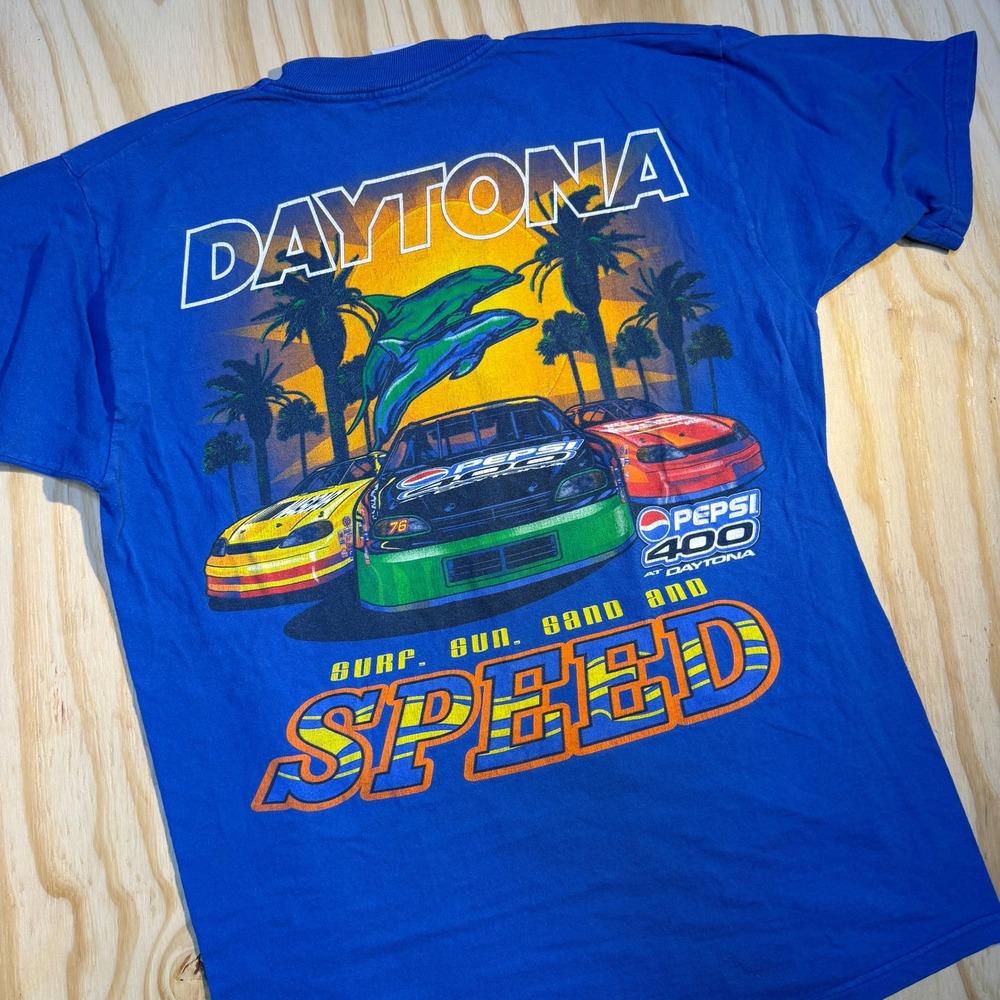 Fruit of the Loom Pepsi 400 Daytona Racing Graphic T-Shirt Blue Mens Large